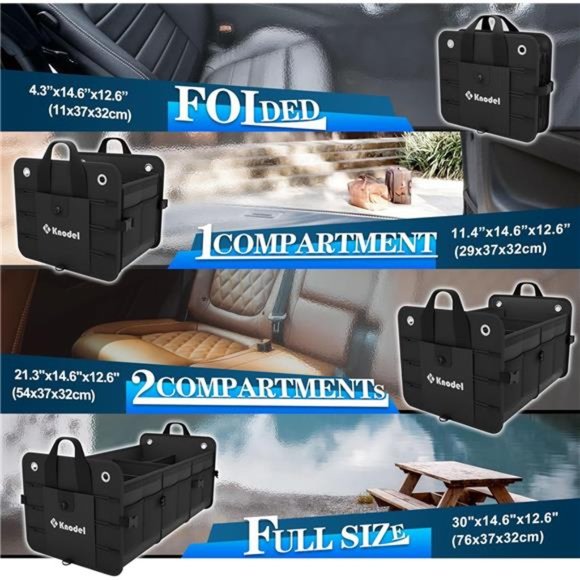 Car Trunk Organizer, Foldable Cover, Heavy Duty Collapsible Car Trunk Storage - Picture 3 of 7
